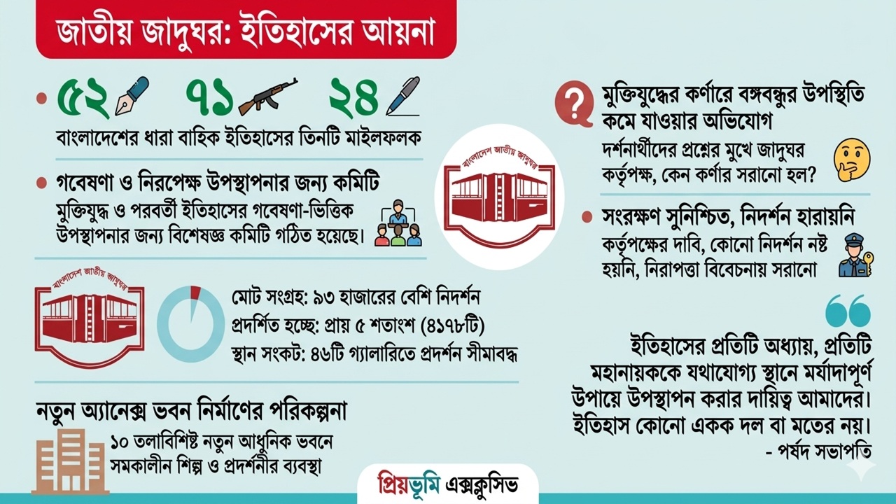 জাতীয় জাদুঘর থেকে বঙ্গবন্ধু কর্নার উধাও: ইতিহাস বিকৃতির আশঙ্কা