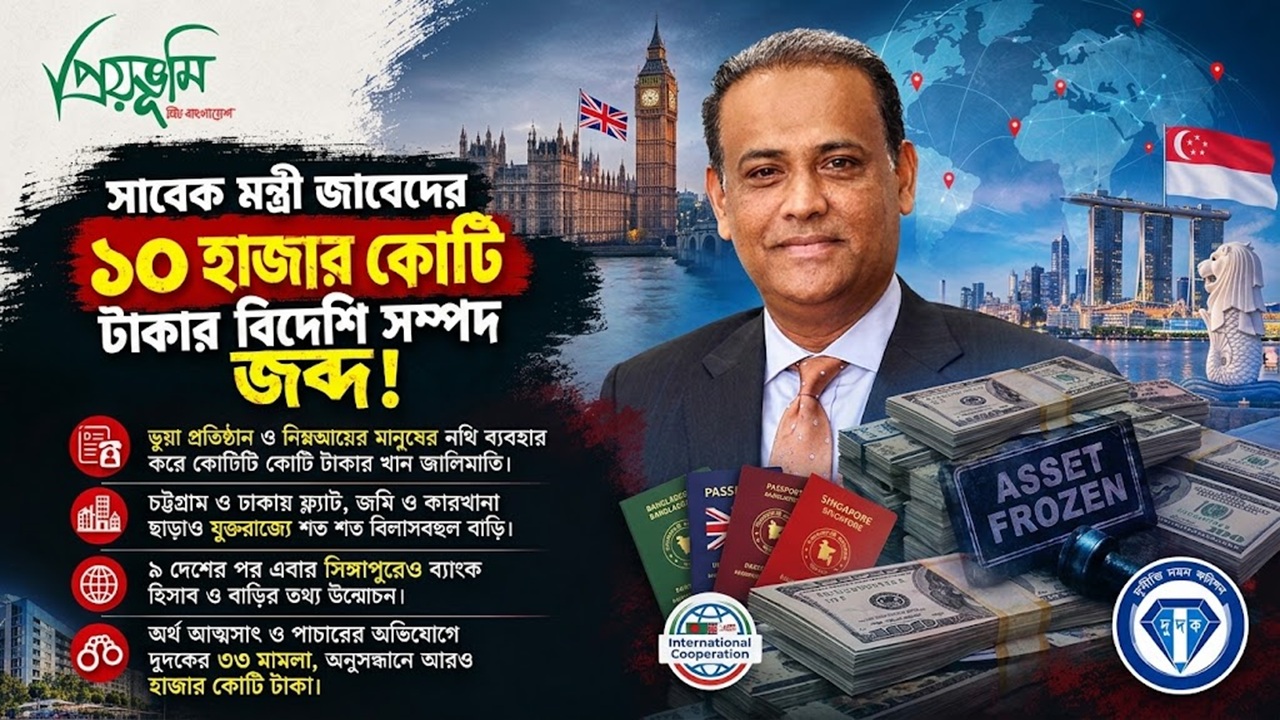 সাবেক ভূমিমন্ত্রী জাবেদের ১০ হাজার কোটি টাকার বিদেশি সম্পদ জব্দ